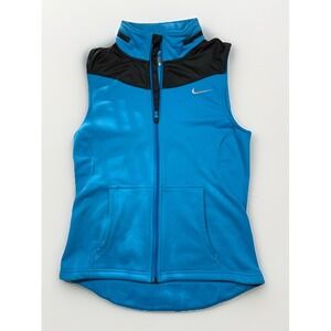 Nike Therma-Fit Hoody Vest Women M Full Zip Teal Fleece 339314-434 Medium